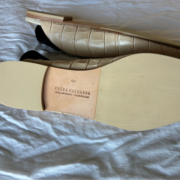 Freda Salvador Cream Croc-Embossed Flats - Picture 3 of 4